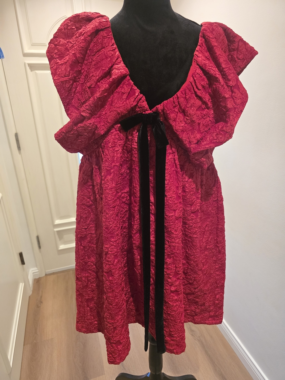 Arielle Jacquard Mini Babydoll Dress - Picture 3 of 9